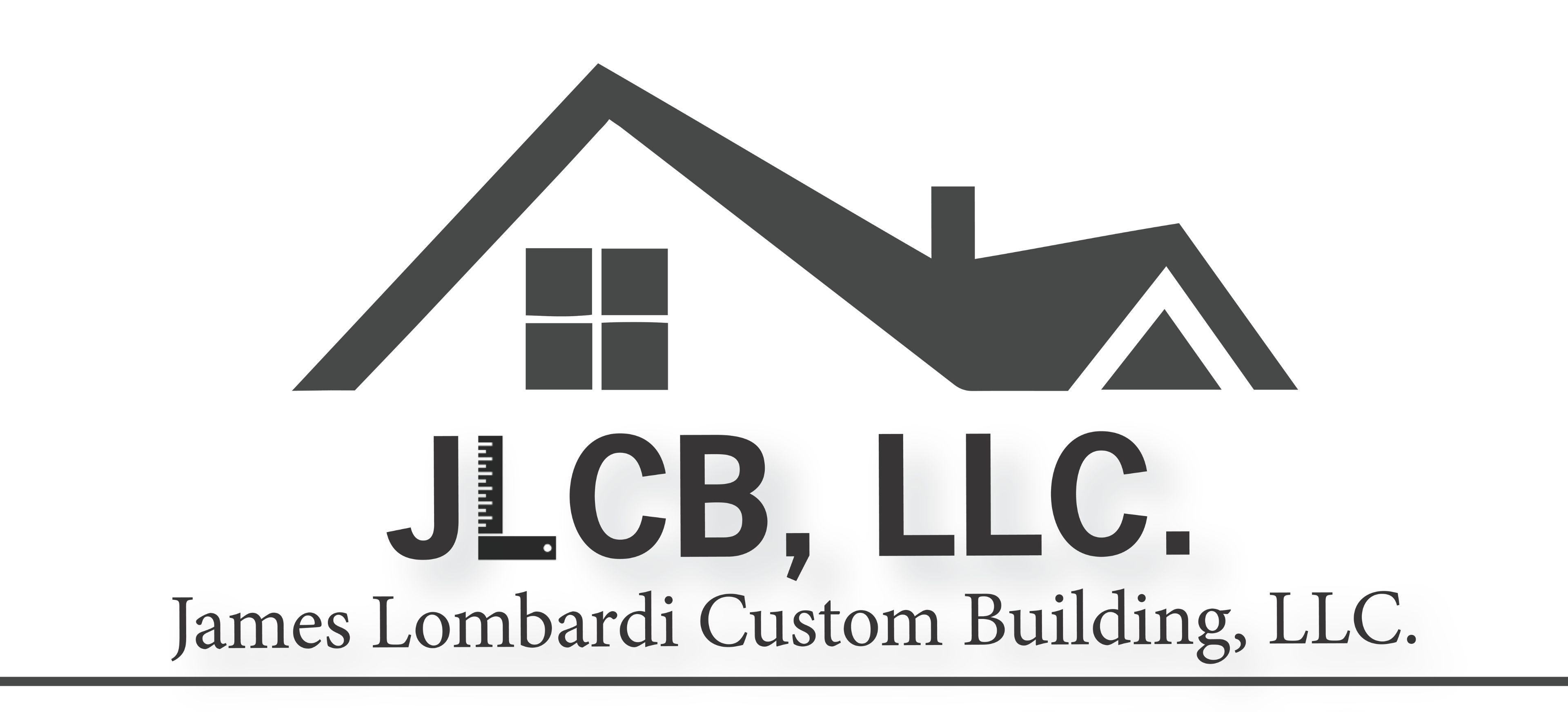 A black and white logo of a building company.